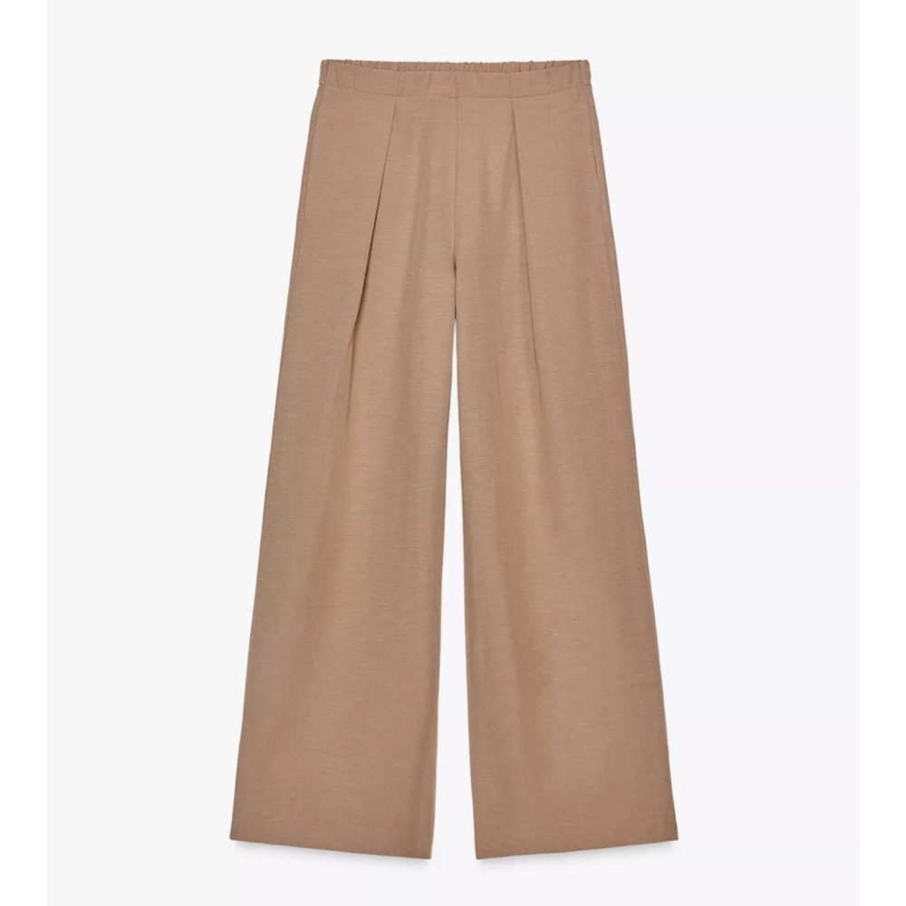 Zara Palazzo Tan Wide-Leg Women's Pants size L